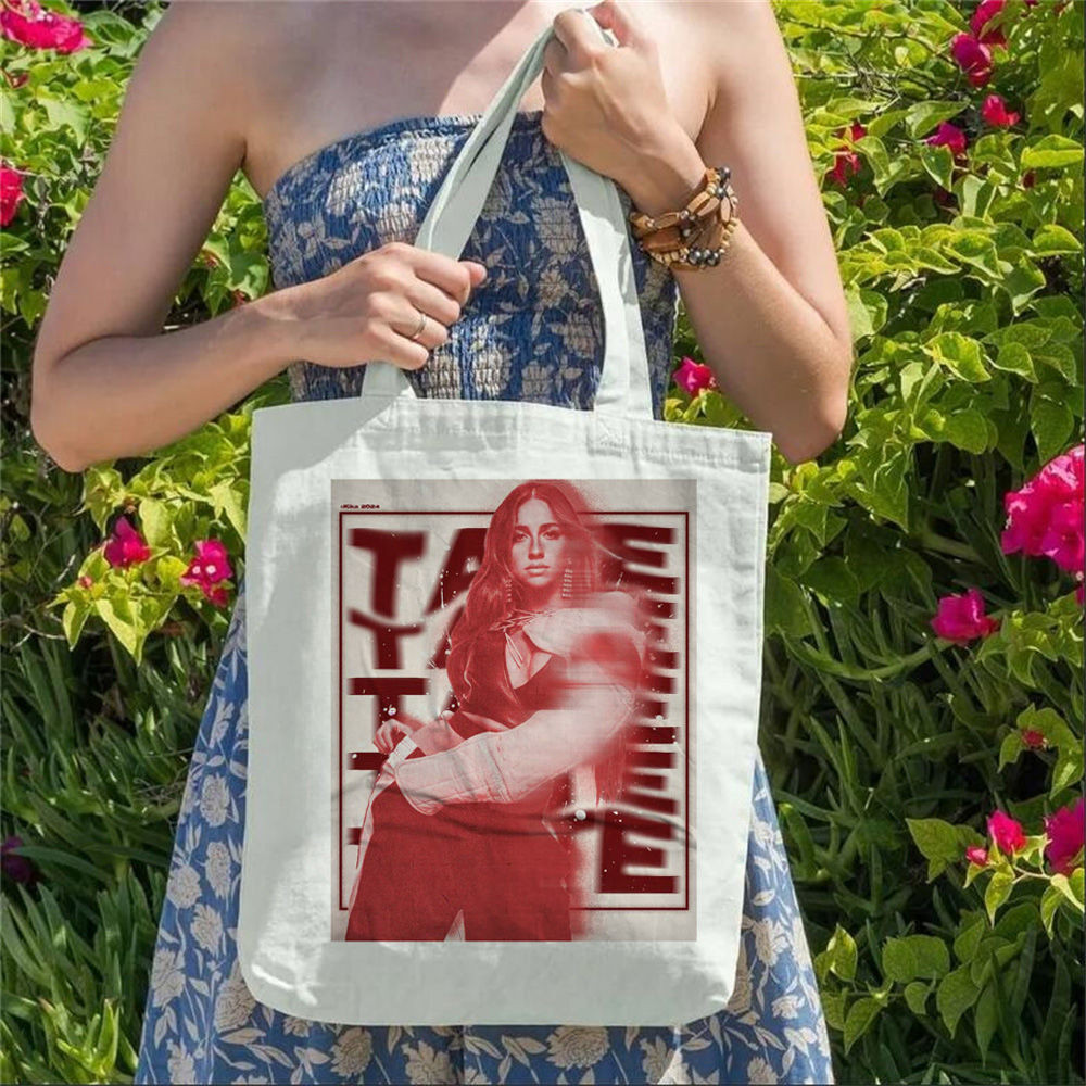Tate Mcrae T8 Canvas Tote Bags เป็นมิตรกับสิ่งแวดล้อมอเนกประสงค์ Sustainable Sustainable Shopping Ba