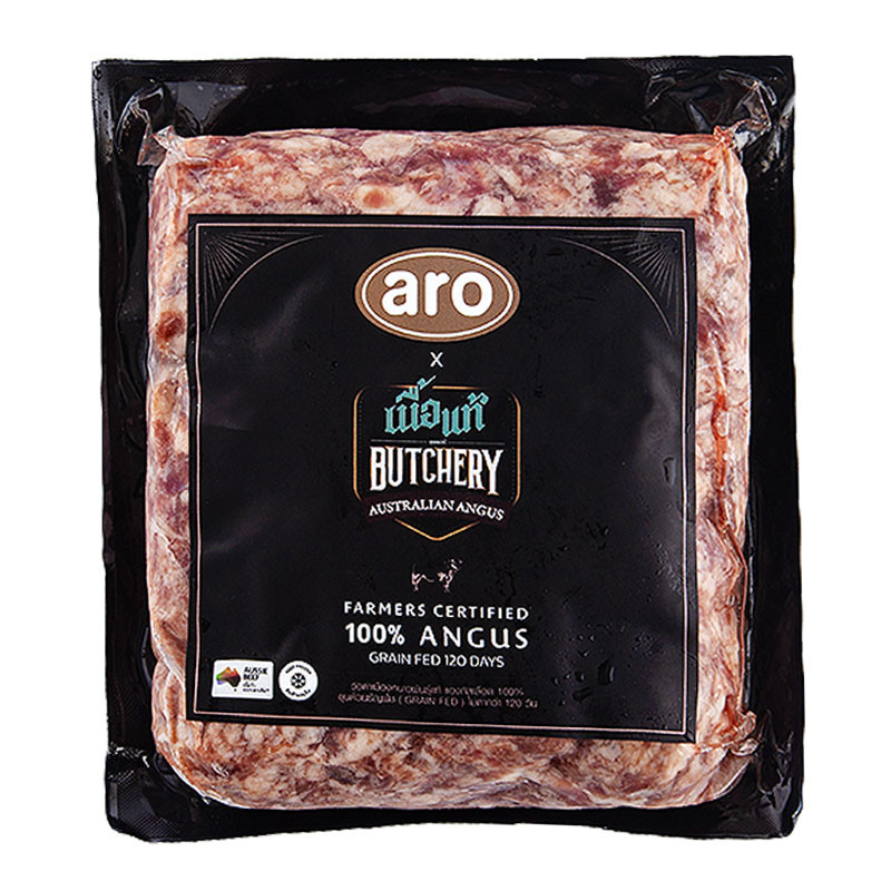 เอโร่ เนื้อแท้บุชเชอรี่ เนื้อล้วนบดแช่แข็ง วัวออสเตรเลีย 1 กก. (ARO Nuatair Butchery Frozen Au Groun