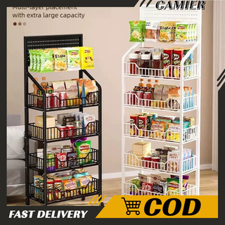 Supermarket Snack Storage Rack Food Beverage Mobile Display Rack Kitchen Organizer Storage Rack
