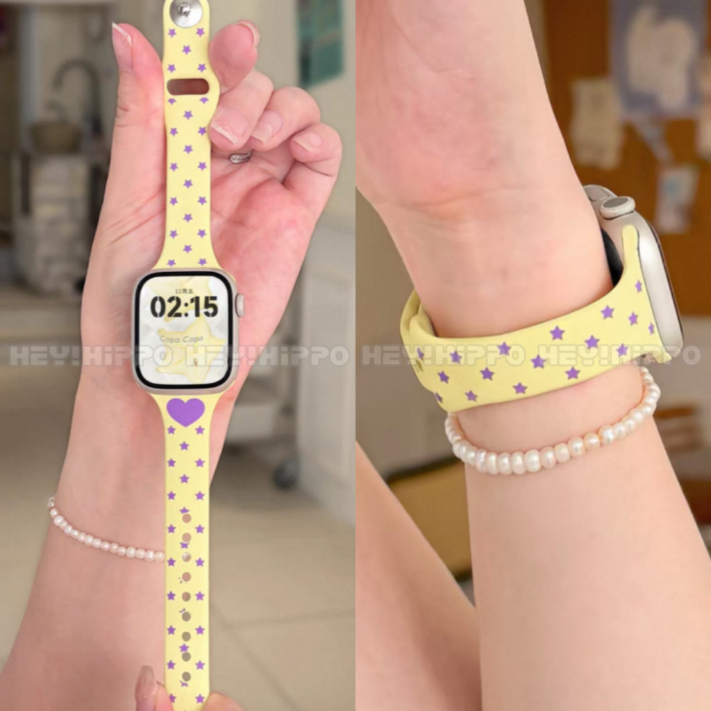 สายดาวสีเหลืองเหมาะสําหรับ ฉันดู 49/46/45/44/42/41/40/38มมสายซิลิโคนบางเฉียบเหมาะสําหรับ ฉันดู 11/10/9/8/7/6/5/4/3/2/1
