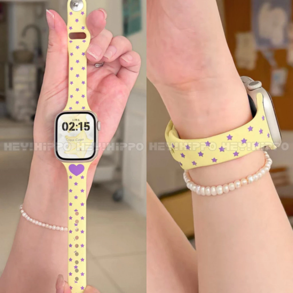 สายดาวสีเหลืองเหมาะสําหรับ ฉันดู 49/46/45/44/42/41/40/38มมสายซิลิโคนบางเฉียบเหมาะสําหรับ ฉันดู 11/10/9/8/7/6/5/4/3/2/1