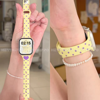 สายดาวสีเหลืองเหมาะสําหรับ ฉันดู 49/46/45/44/42/41/40/38มมสายซิลิโคนบางเฉียบเหมาะสําหรับ ฉันดู 11/10/9/8/7/6/5/4/3/2/1