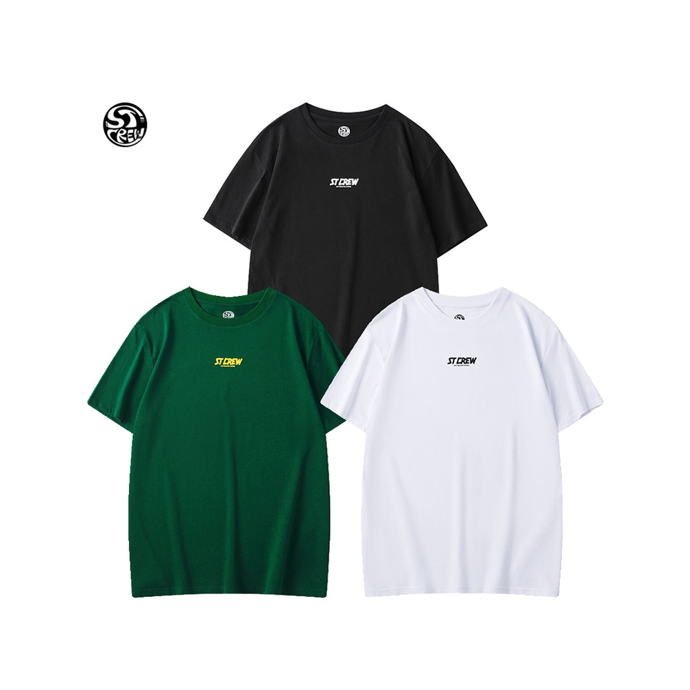 STC ฤดูร้อน Breathable กีฬา Leisure All-Match ins สไตล์รอบคอผู้ชายผู้หญิง Street Dance เสื้อยืดคู่สเ