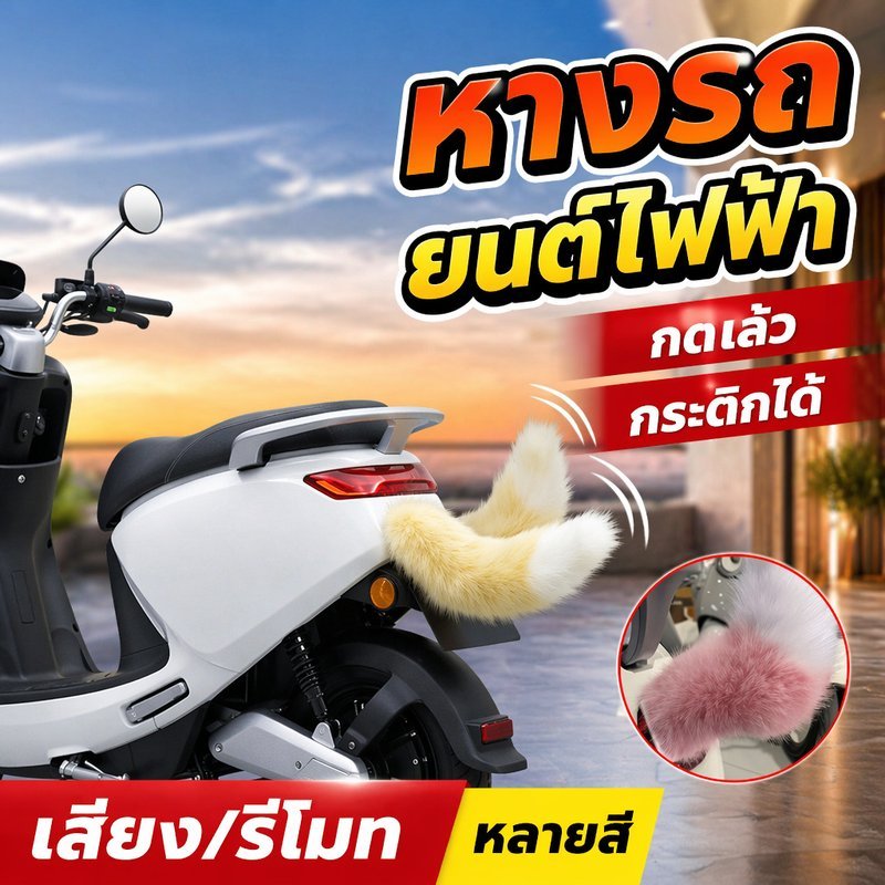 หางรถยนต์ไฟฟ้า หางกระดิกติดรถ ควบคุมเสียง รีโมท ชาร์จไฟ ติดง่าย แต่งรถอนิเมะ หางสัตว์น่ารัก