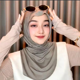 HIJAB INSTAN BERGO HUMA BAHAN JERSEY COLTECH MELEYOT  2IN1 PASHMINA