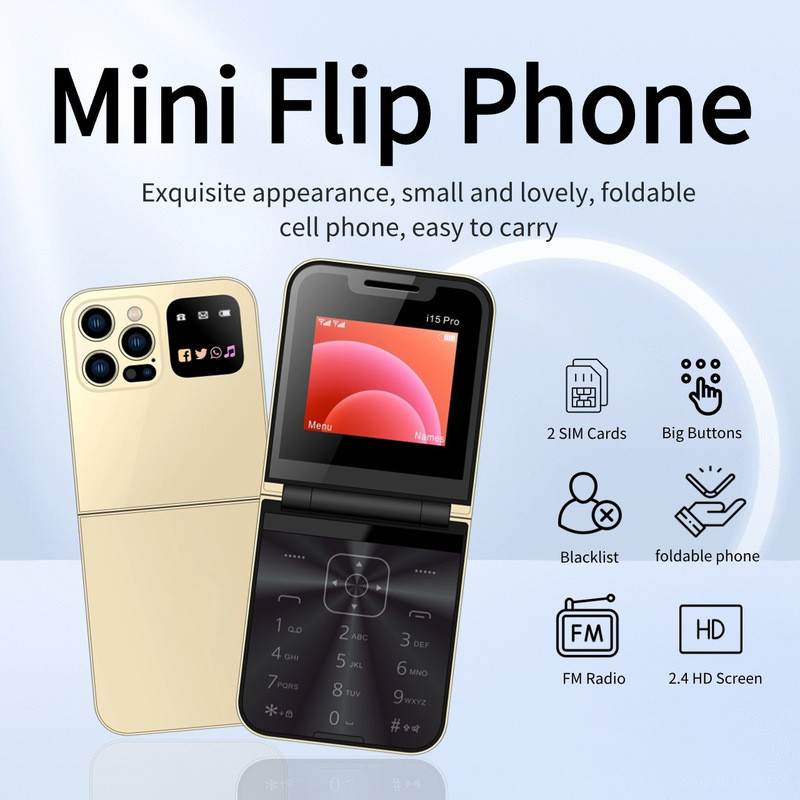 โทรศัพท์มือถือมินิพับได้ i15 Pro รุ่นใหม่跨境多功能 สําหรับนักเรียนและผู้สูงอายุ