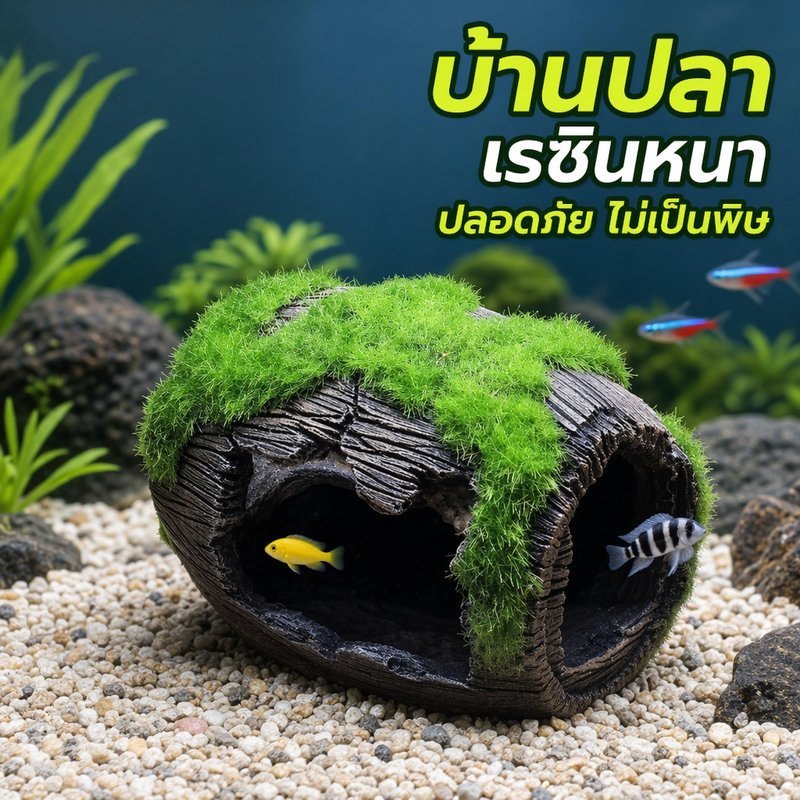 ของตกแต่งตู้ปลา ถังไวน์เรซิน บ้านปลา บ้านกุ้ง อุโมงค์ปลา ที่หลบซ่อน วางไข่ ภูมิทัศน์ตู้ปลา