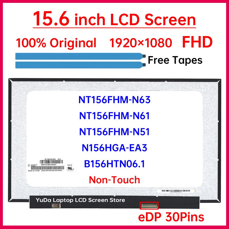 15.6 "แล็ปท็อปหน้าจอ LCD NT156FHM-N63 สําหรับ HP 15s-fq 15s-fq0xxx 15s-fq1xxx 15s-fq2xxx 15s-fq3xxx 