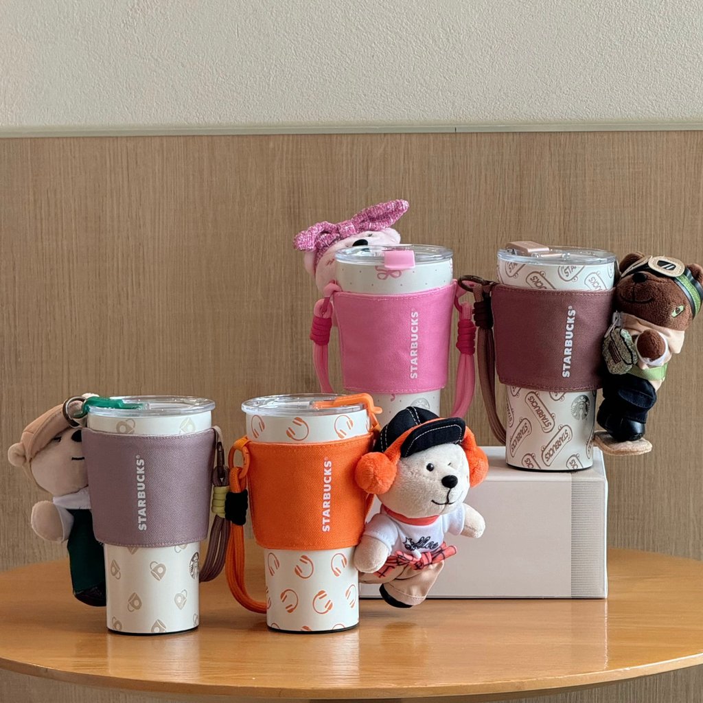 Starbucks Cup 2026 Bear Manager Town เดสก์ท็อปน่ารัก STTOKE เคลือบเซรามิกถ้วยน้ําสแตนเลส