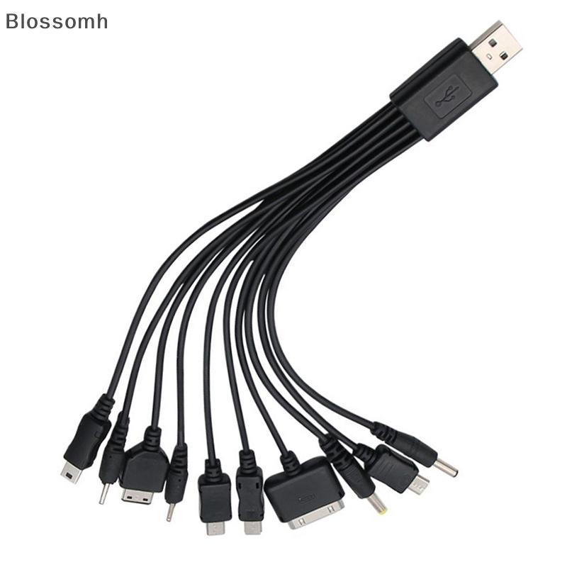 Blossomh Multi Pin Cable Charger USB Adapter Cable Data Wire Cord 10 in 1 มัลติฟังก์ชั่น USB Data Transfer Cable Universal ใหม่