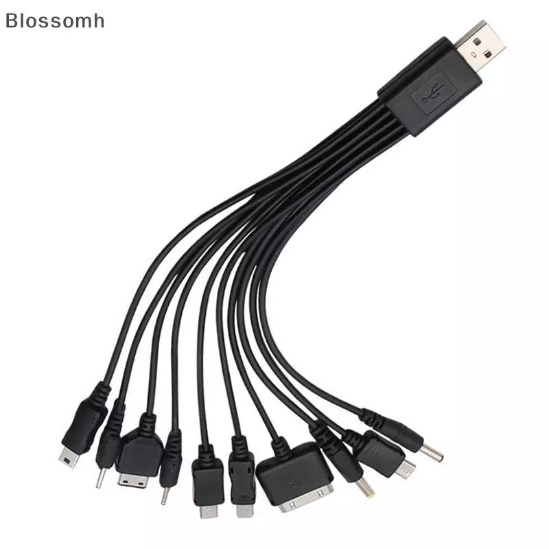 Blossomh Multi Pin Cable Charger USB Adapter Cable Data Wire Cord 10 in 1 มัลติฟังก์ชั่น USB Data Transfer Cable Universal ใหม่
