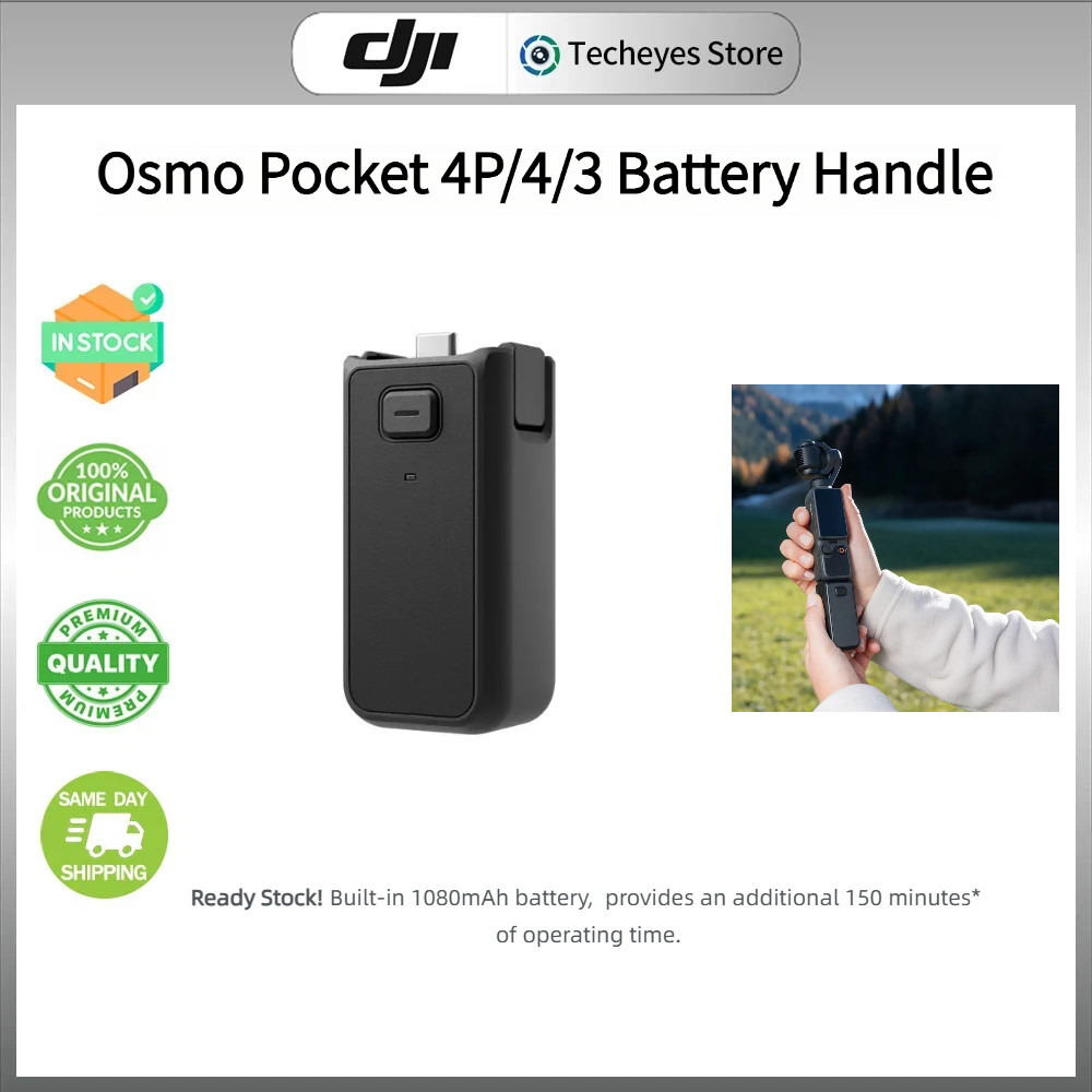 (ของแท้ในสต็อก) DJI Osmo Pocket 4/4P Battery Handle 1080mAh 150 นาที Runtime Portable Charging Grip 
