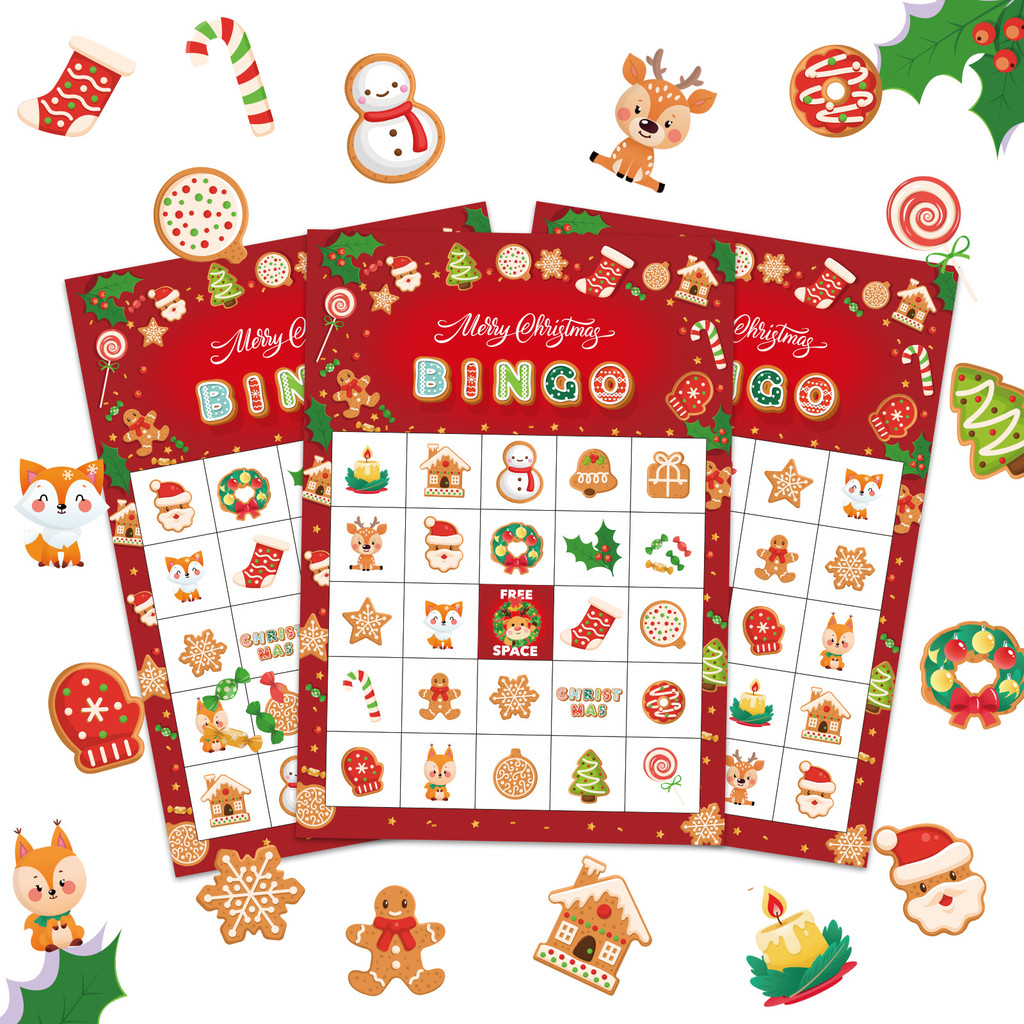2025 Christmas Halloween Bingo Game Card Family Party Game 33 ชิ้นชุดปาร์ตี้วันหยุดต้องมี yyy6.23