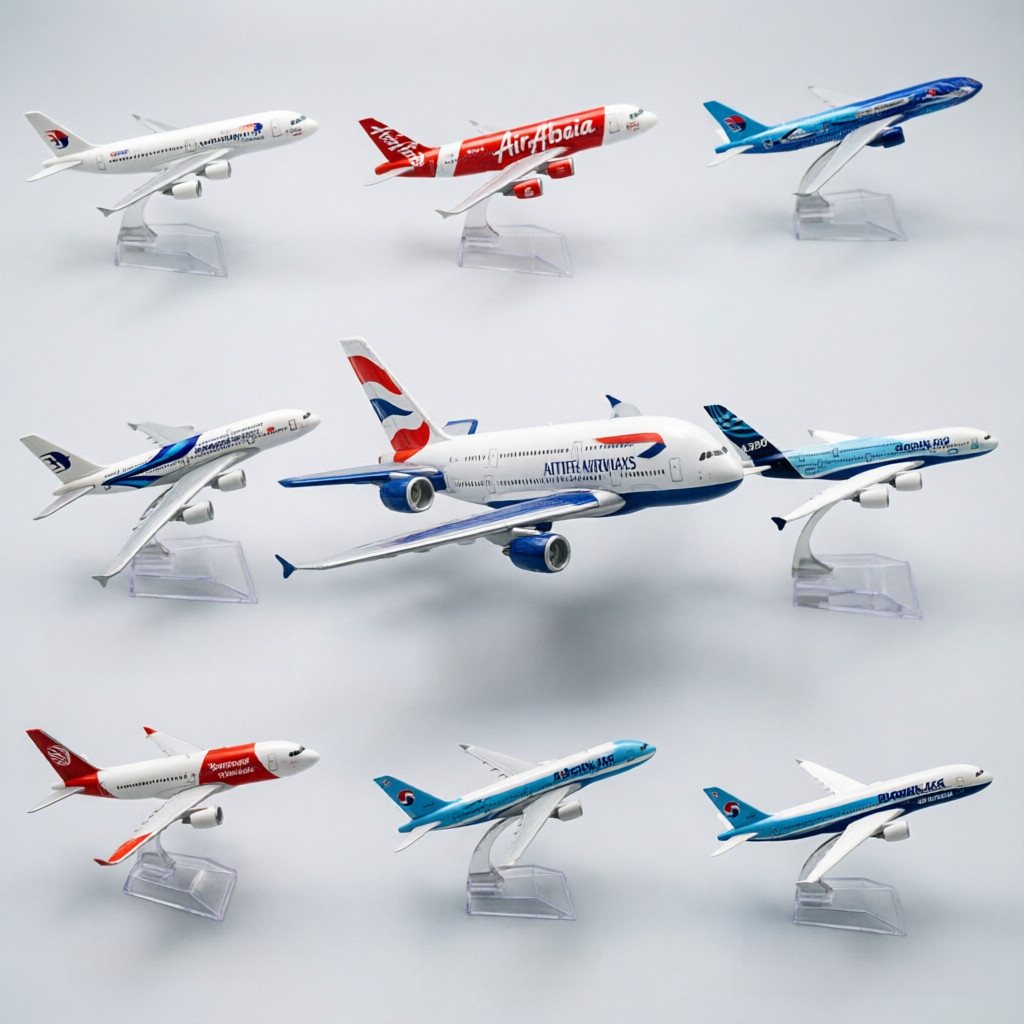 โมเดลเครื่องบินอัลลอย AirAsia A320 British Airways A380 B737 B777 B787 สเกล1/400 ขนาด16ซม. ของสะสมขอ