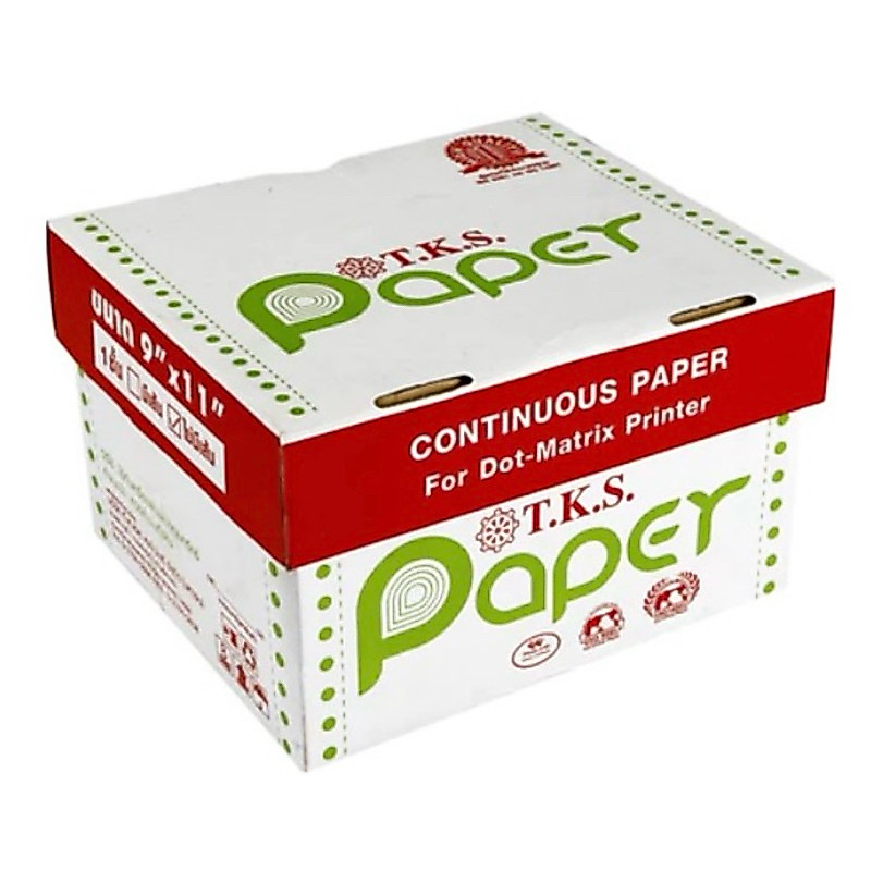 กระดาษต่อเนื่อง TKS PAPER ไม่มีเส้น ขนาด 9 ×11  2ชั้น