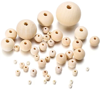 St.kunkka 100Pcs 4-30mm ลูกปัดไม้กลม ลูกปัดไม้ธรรมชาติ สีธรรมชาติเป็นมิตรกับสิ่งแวดล้อมลูกปัดไม้หลวมสำหรับการทำเครื่องประดับ DIY