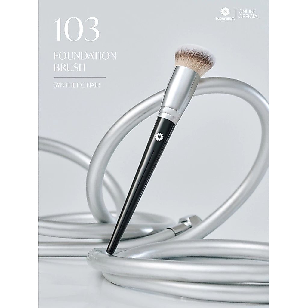 SUPERMOM l Foundation brush แปรงแยกชิ้น แปรงเดี่ยว ลงรองพื้น ทรงหัวตัดเฉียง ขนสังเคราะห์ เกรดพรีเมี่ยม (103)