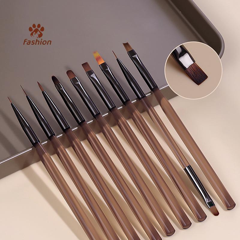 [Fas-t] 9 ชิ้น French Stripe Nail Art Liner Brush Set 3D Tips Line Stripes DIY Drawing Pen UV Gel Br