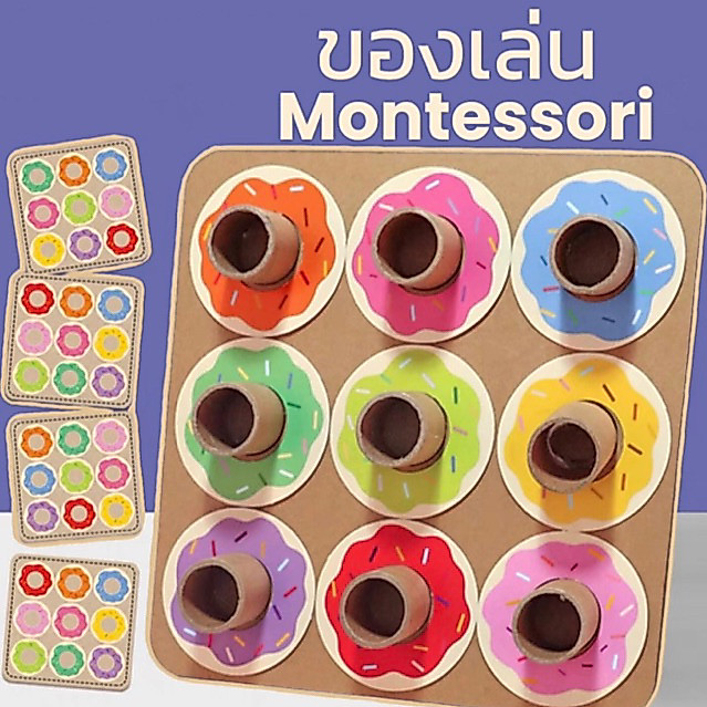 พร้อมส่ง🇹🇭Donut Matchingของเล่นแยกสีแนวMontessori