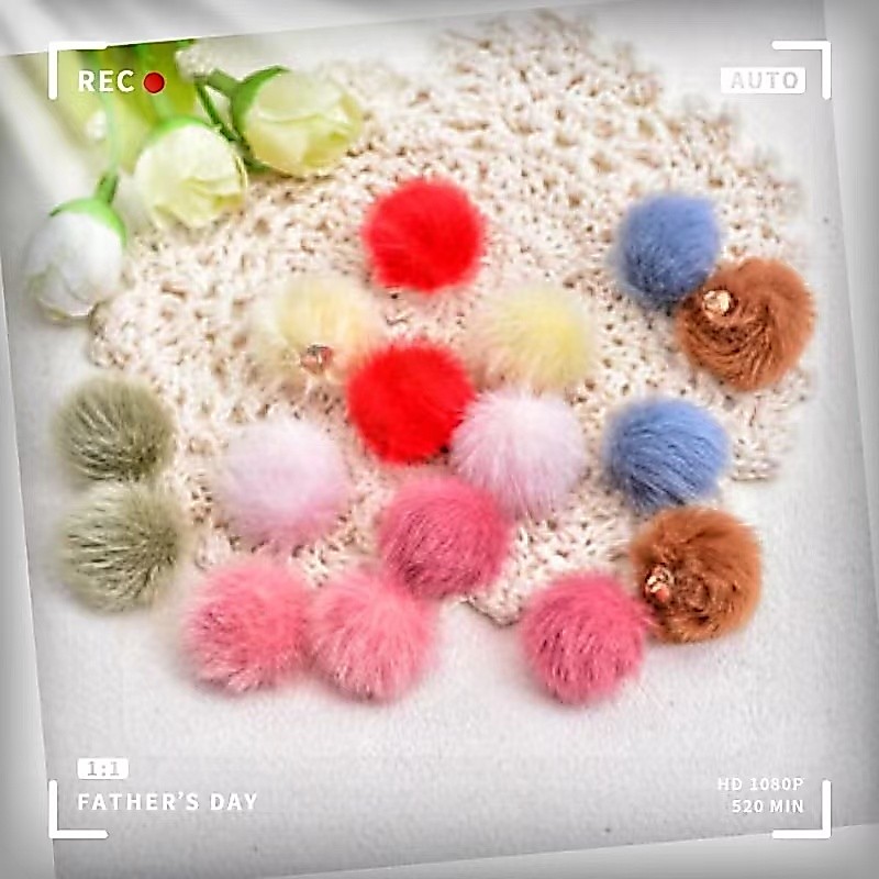 10ชิ้น/ล็อต15มิลลิเมตรน่ารักเลียนแบบมิงค์ผมสีลูกกํามะหยี่เชือกผมทอผ้าจี้ลูกปัดเล็บหูสร้อยคอจี้ทําเองรถแขวนลูกปัดอุปกรณ์ทํามือวัสดุ