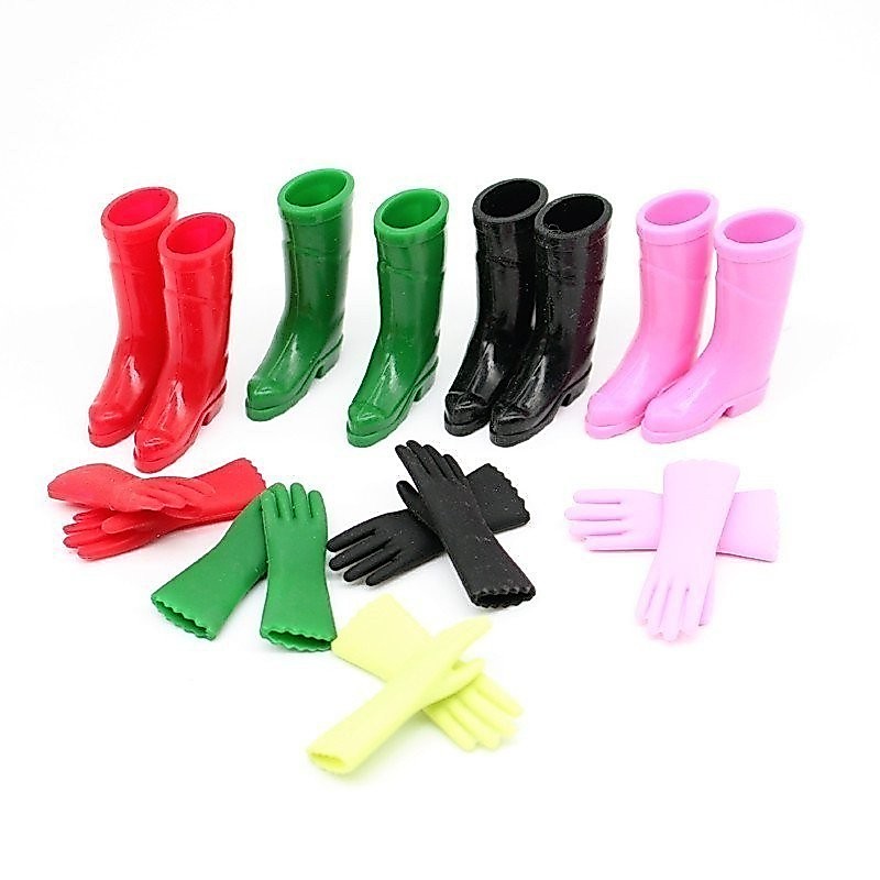 Dollhousedollhousedoll House Mini Rain Boots ถุงมือจําลองรองเท้าสวนน่ารักการ์ตูนบ้าน Miniature รุ่นยิง Props