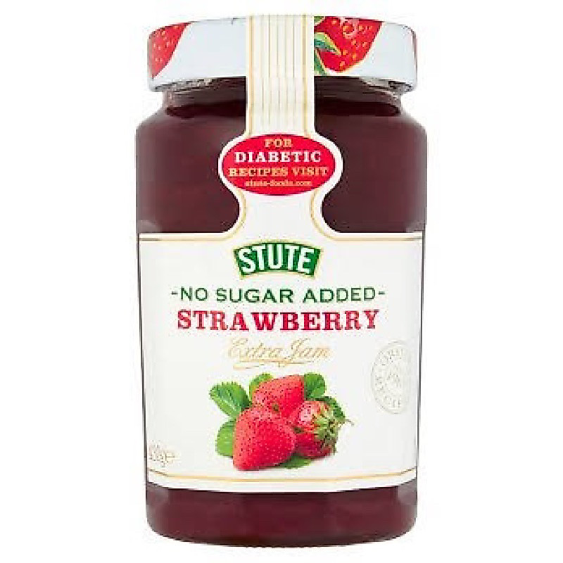 stute strawberry jam 430g. no sugar added แยมสตอเบอรี่สูตรไม่เติมน้ำตาล นำเข้า