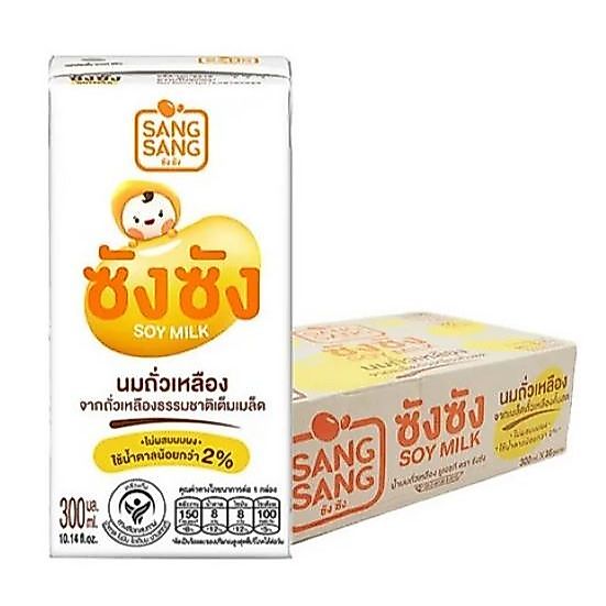 พร้อมส่ง ซังซัง นมถั่วเหลืองคั้นสดยูเอชที ขนาด 300 มล. ยกแพ็ค 36 กล่อง