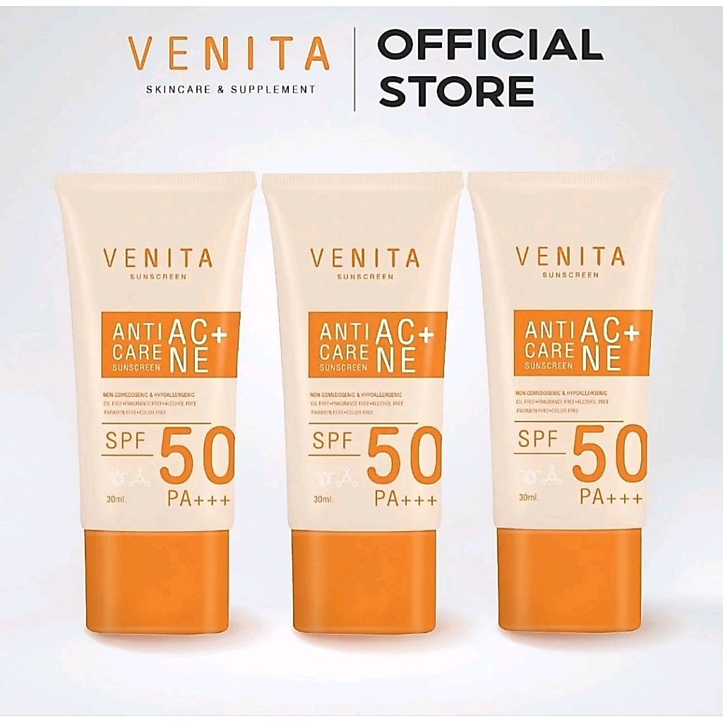 ครีมกันแดดเวนิต้า ( 3 หลอด) SPF50/PA+++ ปกป้องผิวจากรังสี UVA/UVB 30 มล.