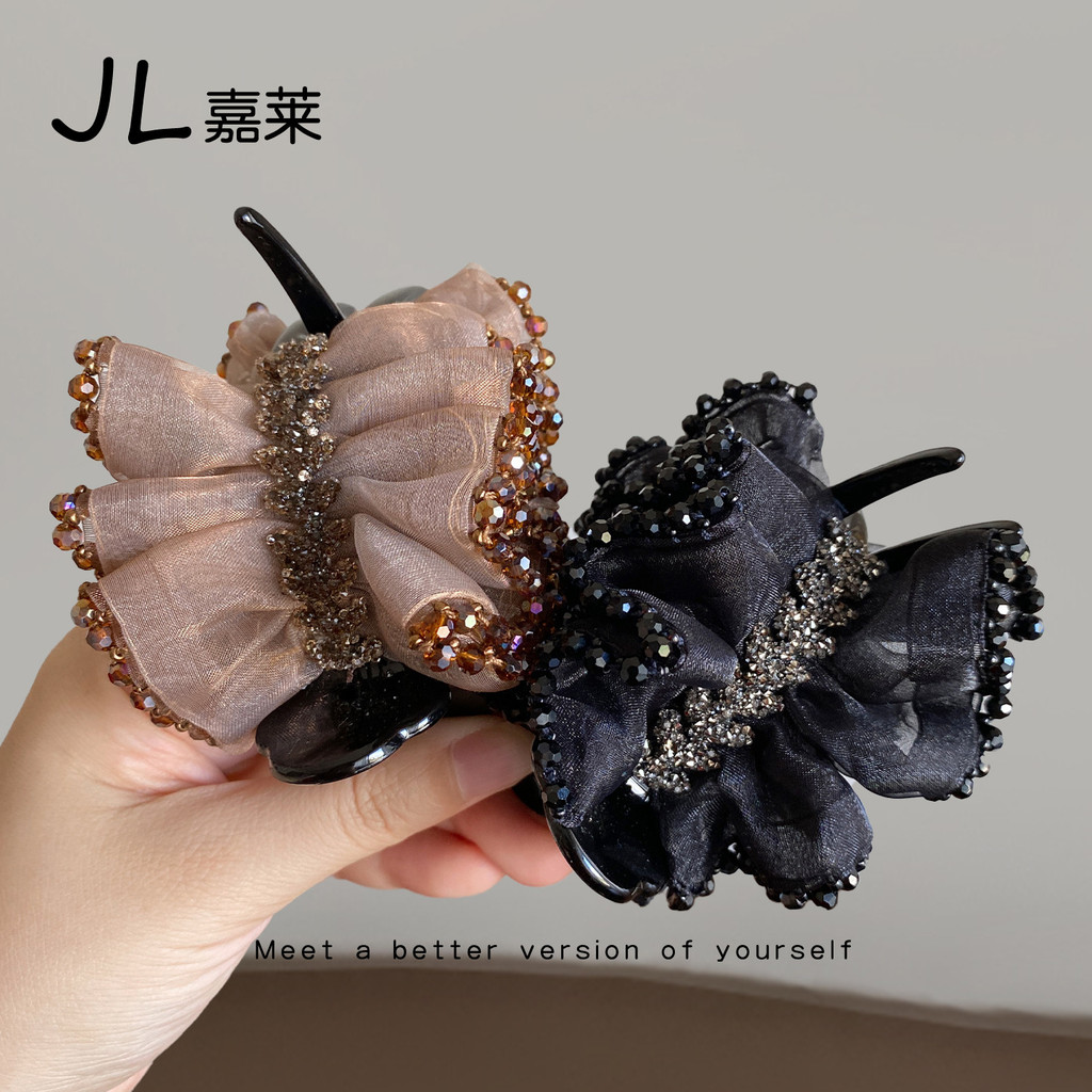 French Gauze Pleated Bud Ball Clip Simple All-Match Ponytail Clip Headdress