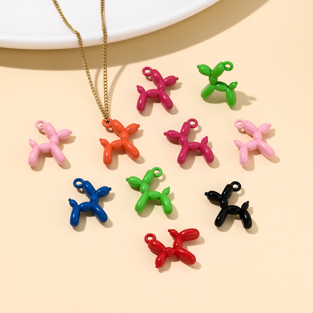 St.kunkka 10ชิ้น จี้หมาลูกโป่ง จี้โลหะพ่นสี คัลเลอร์ฟูล น่ารัก สำหรับทำเครื่องประดับ สร้อยคอ ต่างหู DIY งานฝีมือ