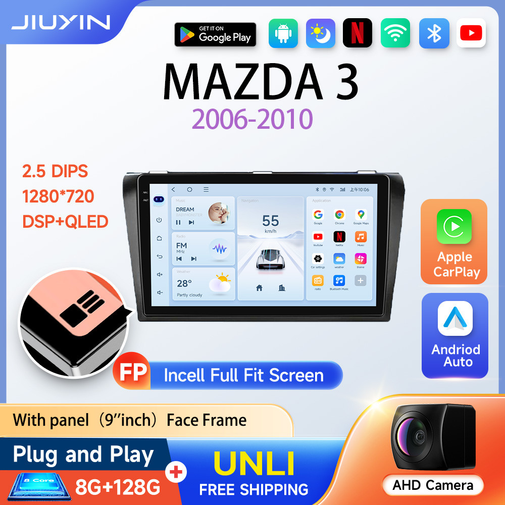 JIUYIN สําหรับ MAZDA3 2006-2010 Android หัว 9 นิ้ว CarPlay Android Auto