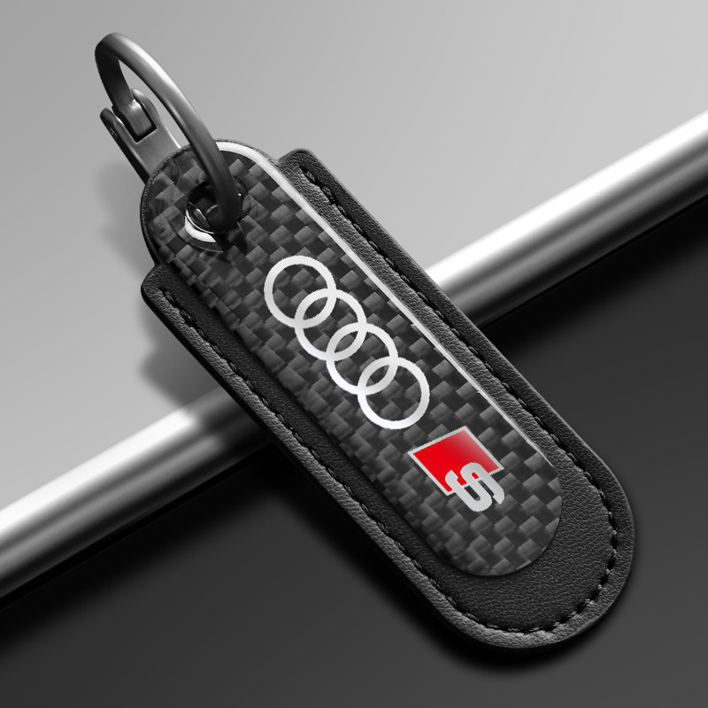 1 PC คุณภาพสูงคาร์บอน Fibre พวงกุญแจ Creative พวงกุญแจรถสําหรับ Audi Sline A3 A4 A6 A5 Q5 A1 Q7 Q3 Q