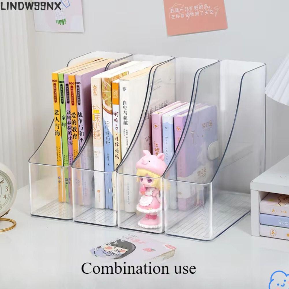 LINDW99NX A4 Storage Filing Box, Minimalist Acrylic Vertical Magazine Rack, Single Slot Transparent 