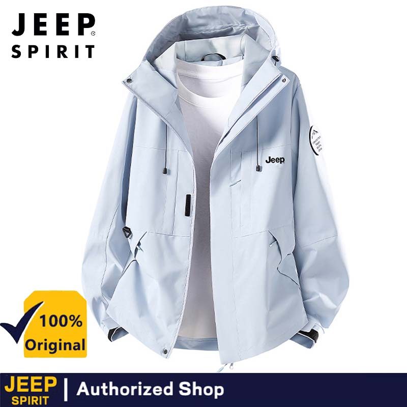 JEEP เสื้อแจ็คเก็ตเดินป่ากลางแจ้งกันลมและกันน้ําสําหรับผู้หญิงสามในหนึ่งเดียว