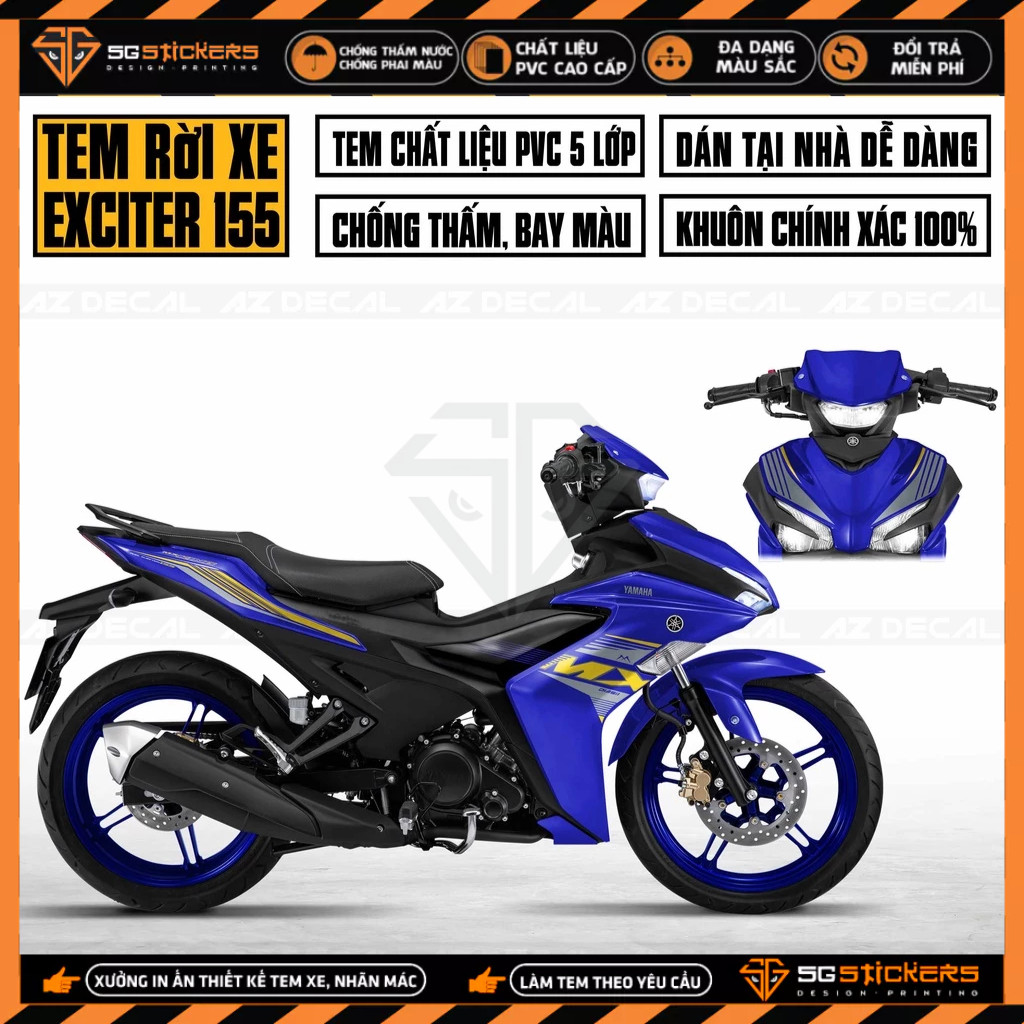 รูปลอกสําหรับ Exciter 155 VVA รุ่น MX King | EX15519 | สติ๊กเกอร์ติดรถถอดได้ สีดํา แดง น้ําเงิน จีพี