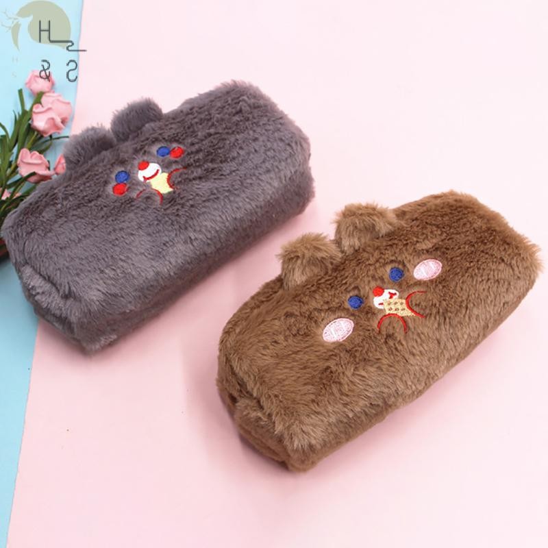 [H&S Aug] Kawaii Pencil Case Big Plush School Pencil Case เครื่องเขียนเกาหลี Bear Cute Pen Case For 