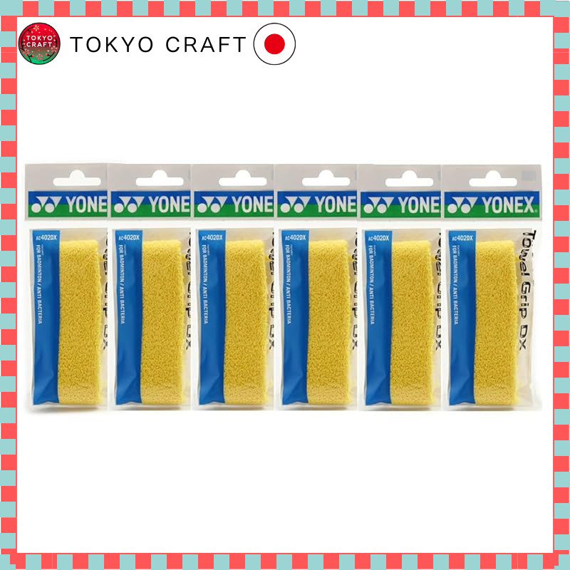 YONEX Towel Grip DX, 1 piece, 6-pack, Yellow, AC402DX-004-6SET