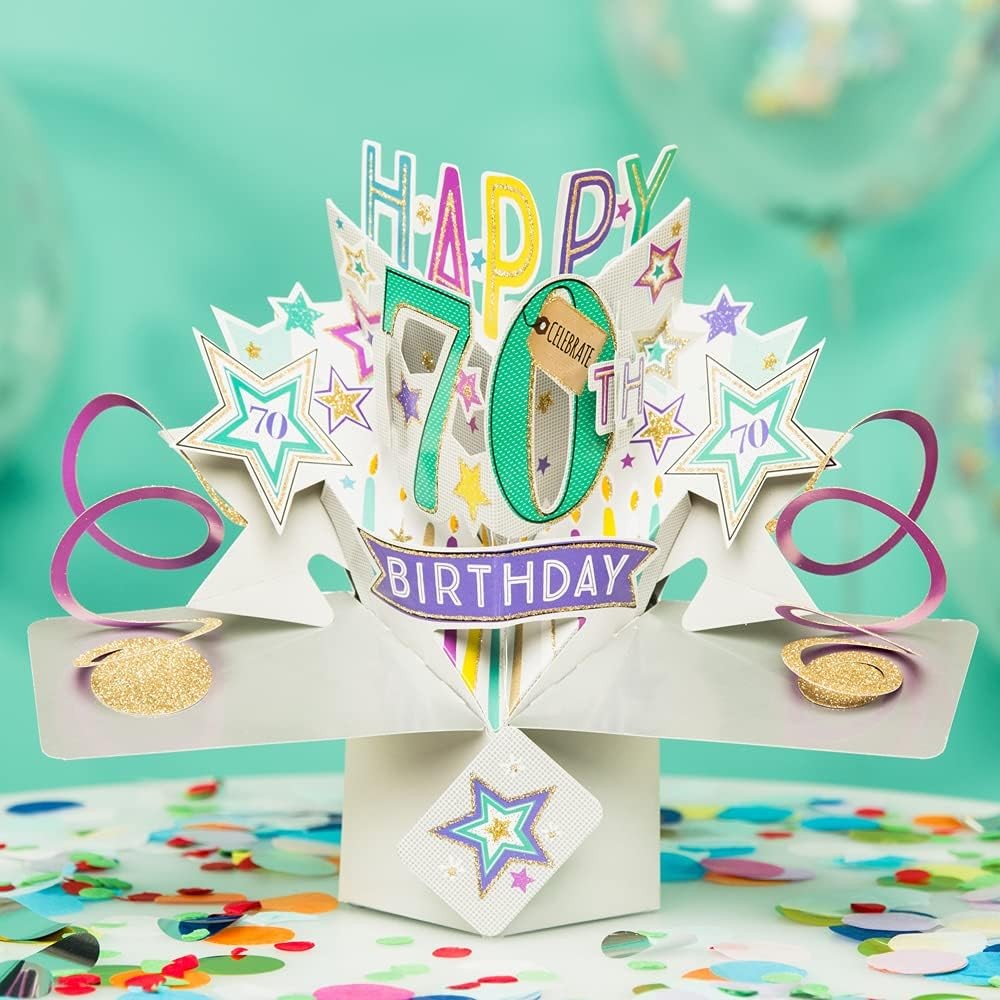 Happy 70th Birthday Pop-Up Greeting Card Original Second Nature 3D Pop Up Cards ZWVF