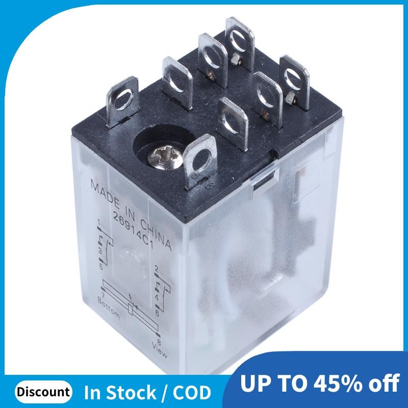 JQX-13F LY2 DC 12V คอยล์ 8-Pin DPDT สีเขียว LED รีเลย์แม่เหล็กไฟฟ้า