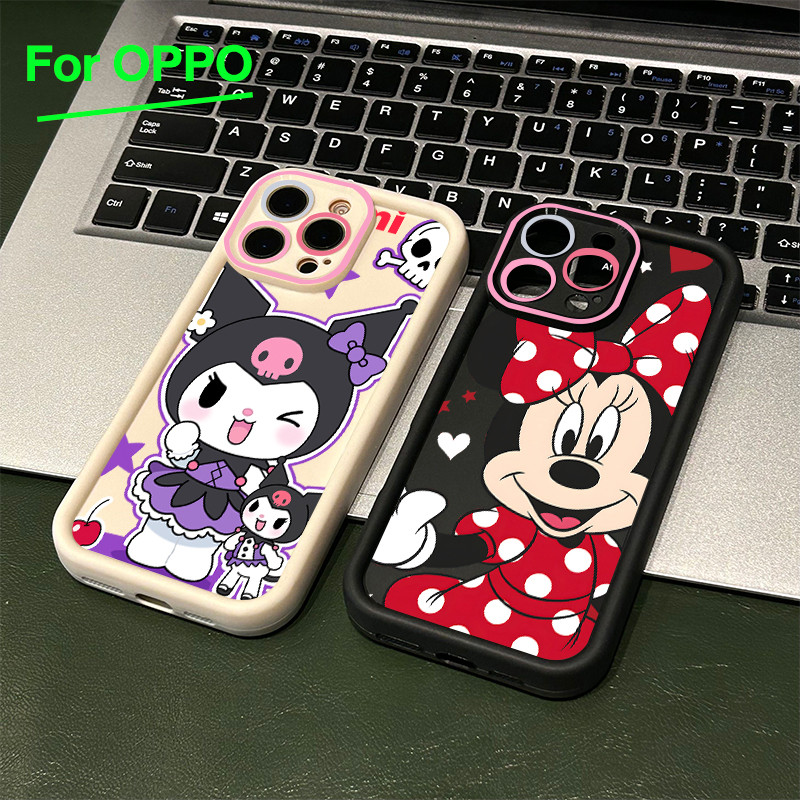 For เคสโทรศัพท์ OPPO กรอบเลนส์สีชมพู  A3 A3X การ์ตูนคิตตี้ A60 5G A9 A18 A38 A15 A15s A60 A35 A17 A17K A79 5G O - รูปที่ 2