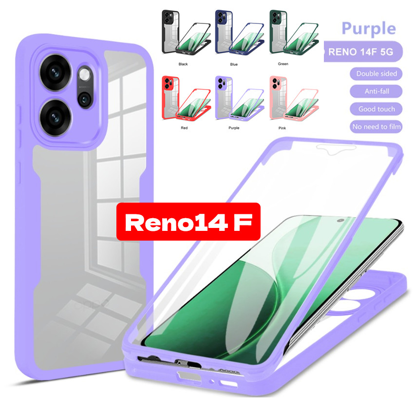 สําหรับOppo Reno 14F 14 F 13 12F 13F 2025 เคสโทรศัพท์ปลอกReno14F Pro Full Body 2 In 1 สองด้านProtector 360 ด้านหน้า + ด้านหลังรวมทุกอย่างเคสกันกระแทกซิลิคอนอ่อนปกหลัง