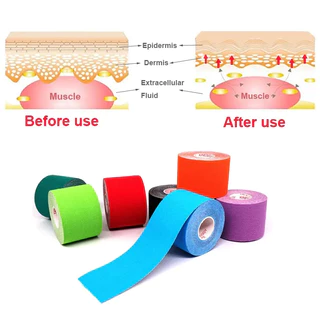 ส่งจากไทย⚡ Sports Bandage เทปบำบัด พันกล้ามเนื้อ 5cmx5m 2.5cmx5m คิเนสิโอ มีกาวในตัว