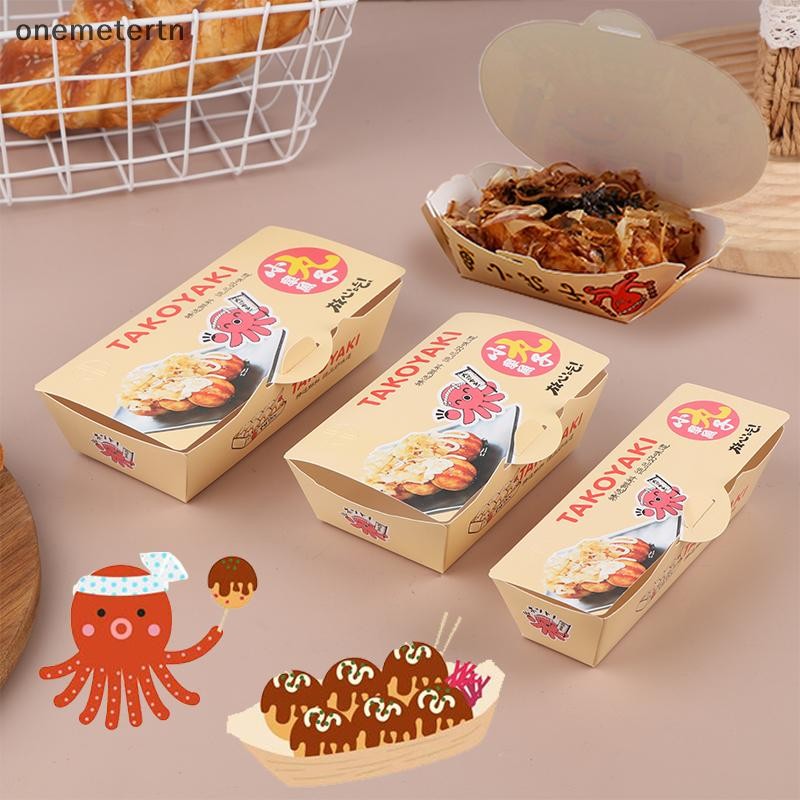 Oyr 50pcs Octopus กล่องบรรจุภัณฑ์ญี่ปุ่น Street อาหารทาโกะยากิทิ้ง Takeaway ขนมขบเคี้ยวบรรจุกระดาษคอนเทนเนอร์ Party Supplies N