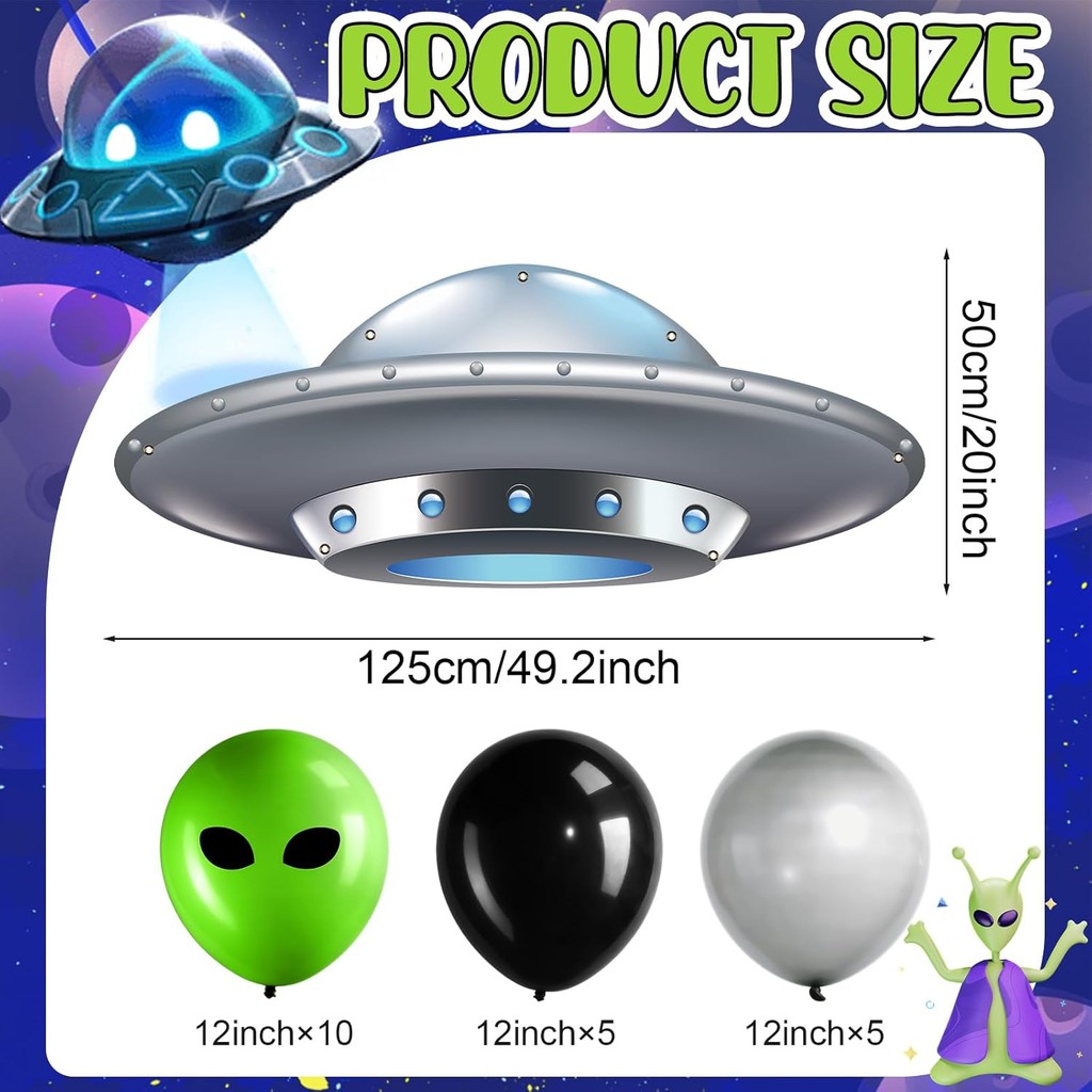 Panelee 21 ชิ้นฮาโลวีน Trunk หรือรักษาชุดตกแต่งรถ Trunk หรือรักษาตกแต่ง Spacecraft UFO แบนเนอร์และบอ