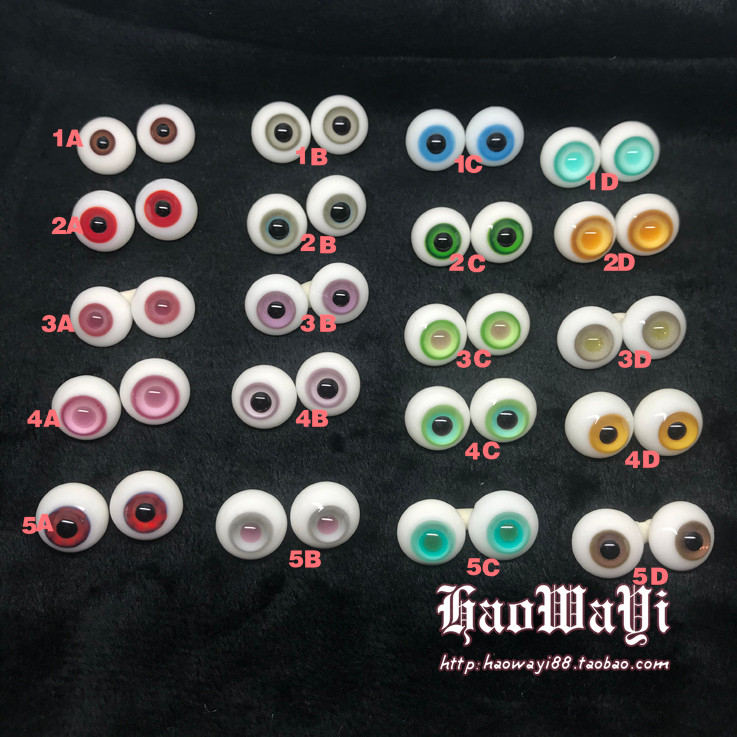 ตุ๊กตา Bjd 14 มม.แก้ว Eyeball ตุ๊กตา Eyeball สีแดงสีเหลืองสีฟ้าสีเขียวสีม่วงสีชมพูสีดํา Tan รูปแบบแฟ