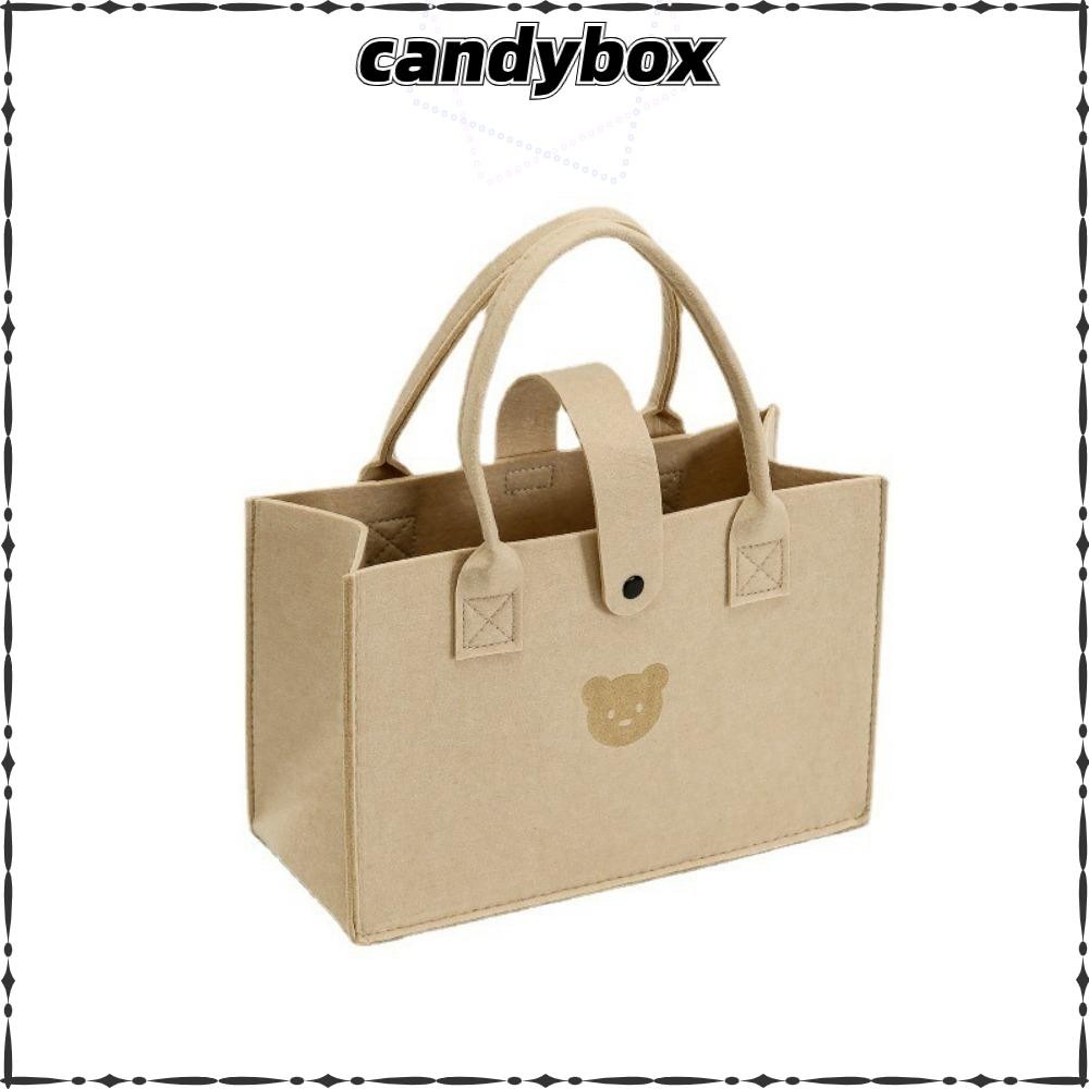 กระเป๋าเป้Felt Candybox สีทึบหมีน่ารัก มีความจุขนาดใหญ่และสามารถนำกลับมาใช้ใหม่ได้ เหมาะสำหรับการช้อปปิ้ngและการใช้งานประจำวัน
