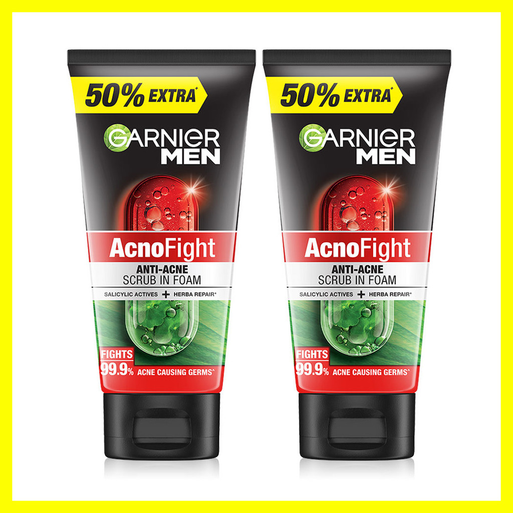 Garnier Men Acnofight Anti-Acne Scrub in Foam [150ml x 2pcs].