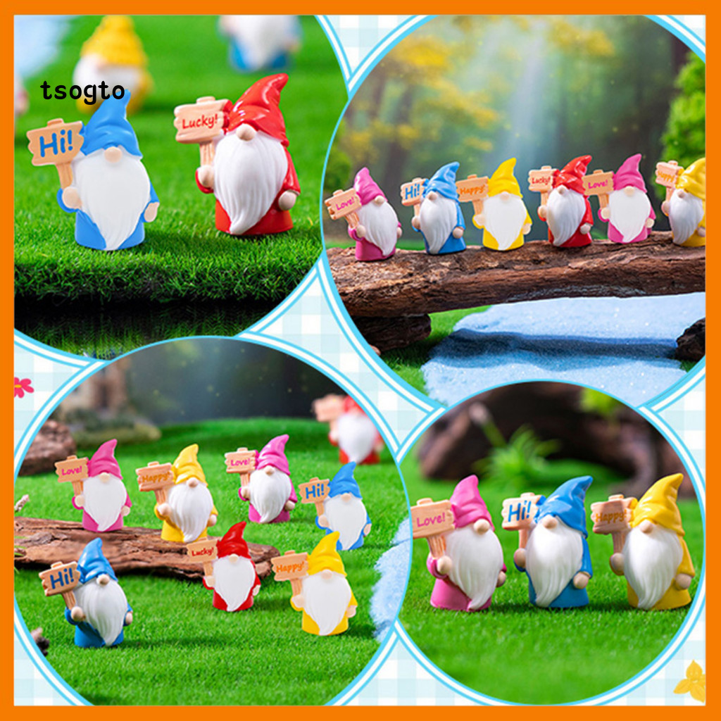 [TS] ตกแต่ง Gnome กลางแจ้ง Fairy Tale ตกแต่งสวนน่ารัก Mini Gnome รูปแกะสลักสําหรับ Fairy Garden Deco