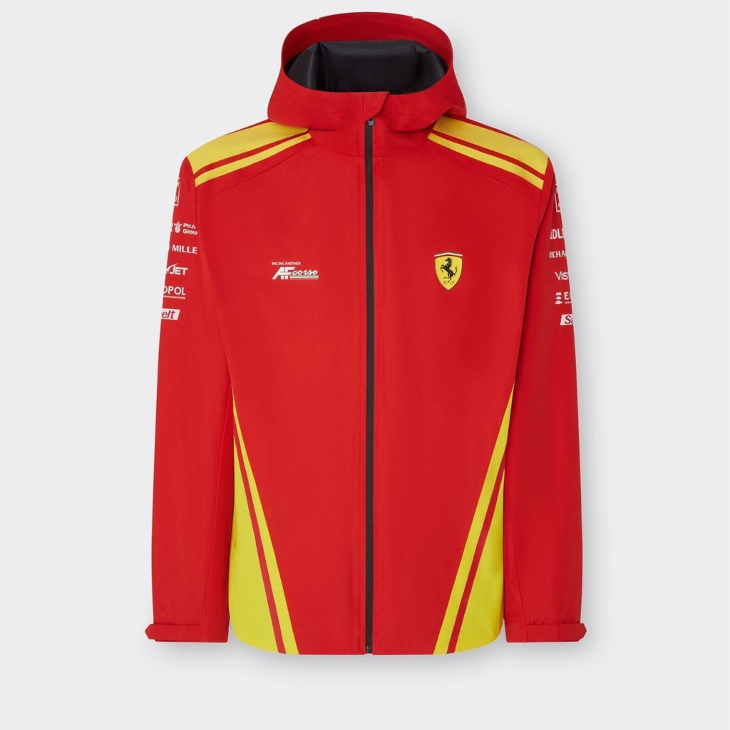 2024 new F1 racing jacket, F team red racing suit, Lewis, Leclerc, karting sports hooded windproof j