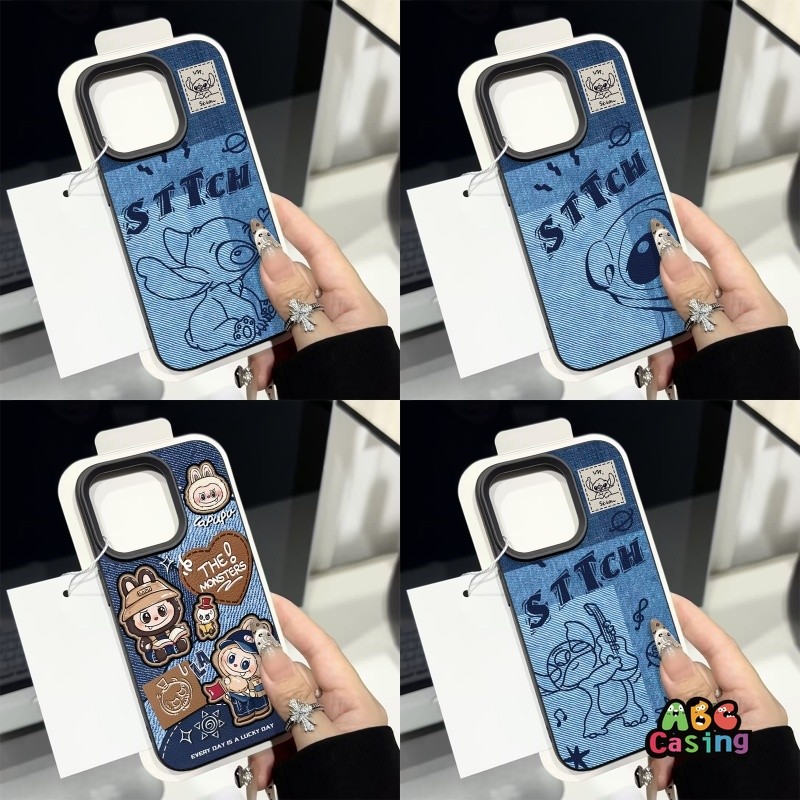 เคสโทรศัพท์สำหรับ IPhone 15 14 16 13 11 12 Pro Max X XS Max XR 7 15 14 8 16 Plus SE 2020 สติชและลาบูน่ารัก